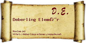 Deberling Elemér névjegykártya